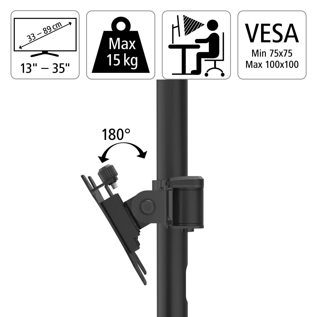 HAMA Height Adjustable Monitor Mount 13-35 Inch White - Image 3