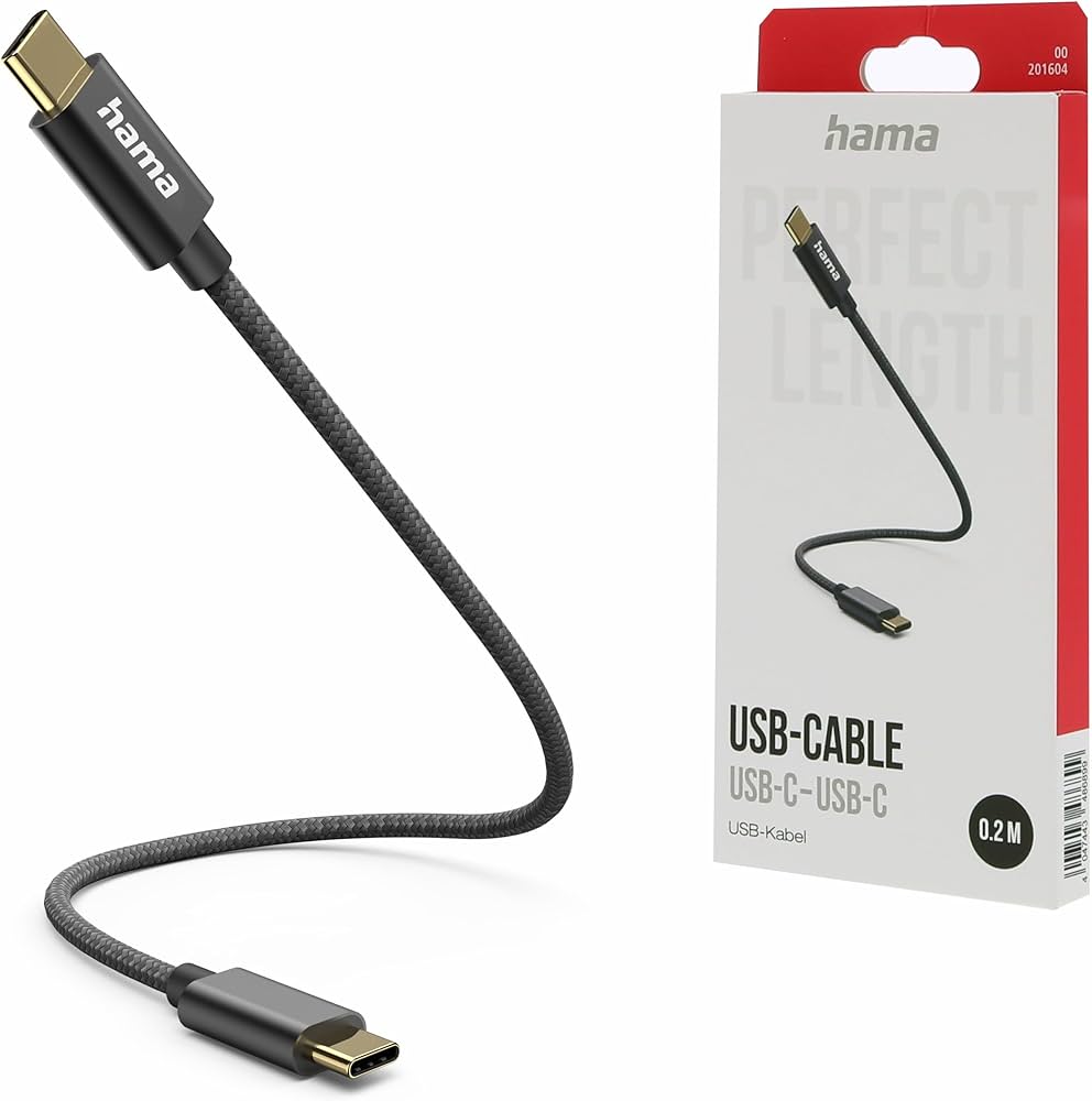 HAMA USB-A to USB-C Charging Cable 0.2m Black