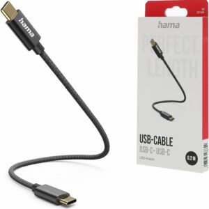 HAMA USB-C to USB-C Charging Cable 0.2m Black
