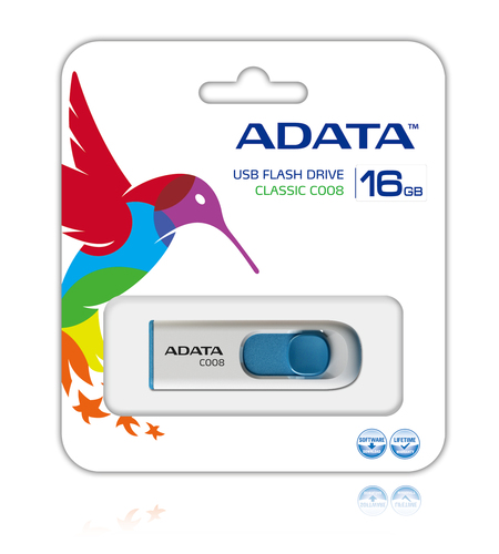 ADATA C008 16GB USB 2.0 Flash Drive - Red/White - Image 2