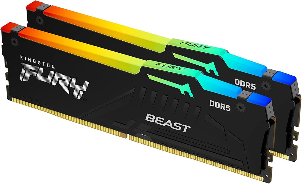 Kingston FURY Beast RGB 16GB (2x8GB) DDR5 5600MHz CL36 Desktop Memory Kit