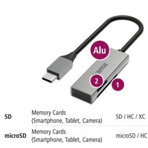 HAMA USB-C & USB 3.0 Card Reader Silver