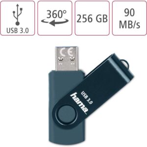 HAMA Rotate USB 3.0 256GB Flash Drive Blue