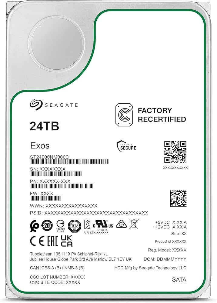 Seagate Exos X24 24TB 3.5" SATA III Enterprise Hard Drive 512MB Cache
